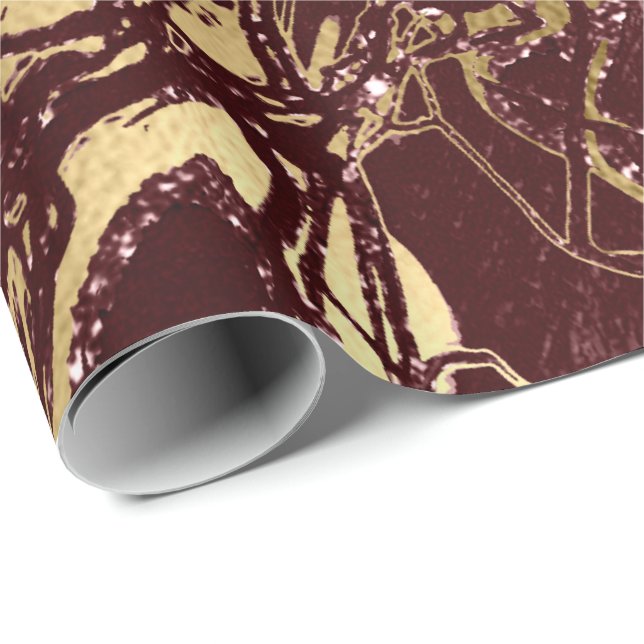 Papier Cadeau Corps Abstrait Nature Cellules Candy Bourgogne Mar (Coin rond)