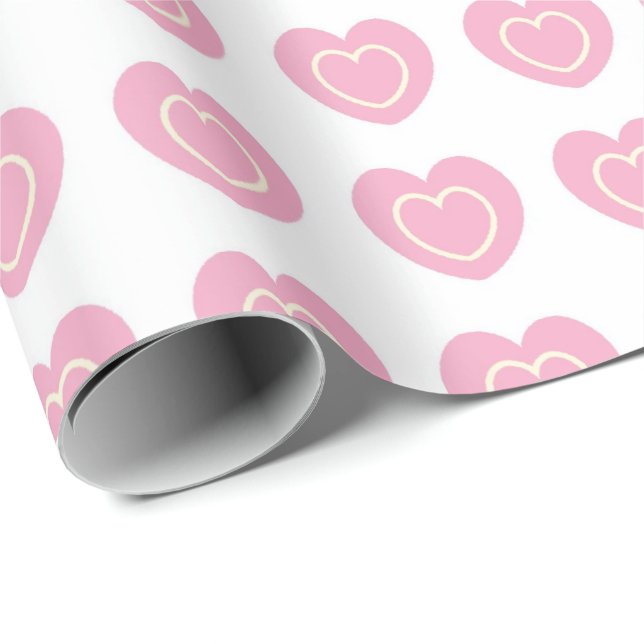 Papier Cadeau CORRESPONDANCES : Valentine Heart Stripe WrappingP (Coin rond)