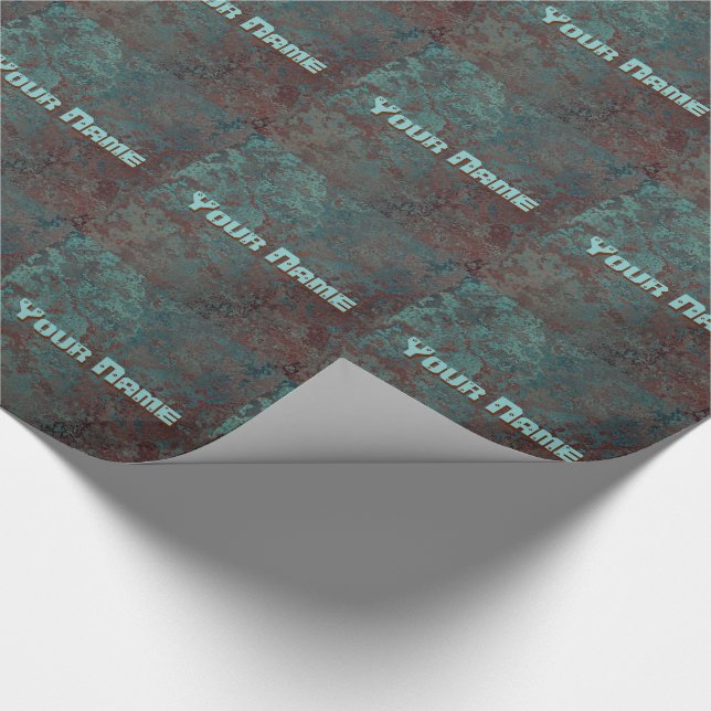 Papier Cadeau Corrosion "Cuivre" imprimé carrelé Votre nom (Coin)