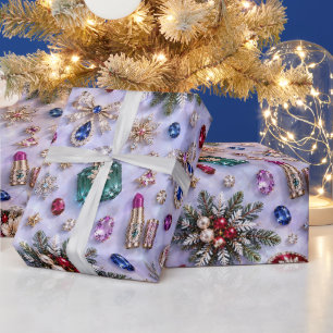 Papier Cadeau Cosmétiques Joyau Lavande givré Noël