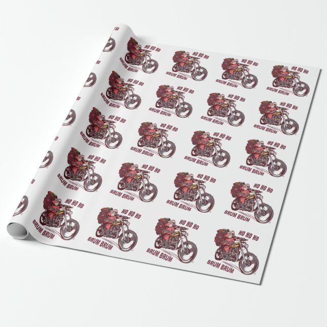 Papier Cadeau Costume de Noël père Noël Biker pour Invitatiatiat (Déroulé)