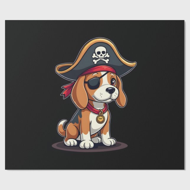 Papier Cadeau Costume de pirate Beagle Drapeau Jolly Roger Crâne (Plat)