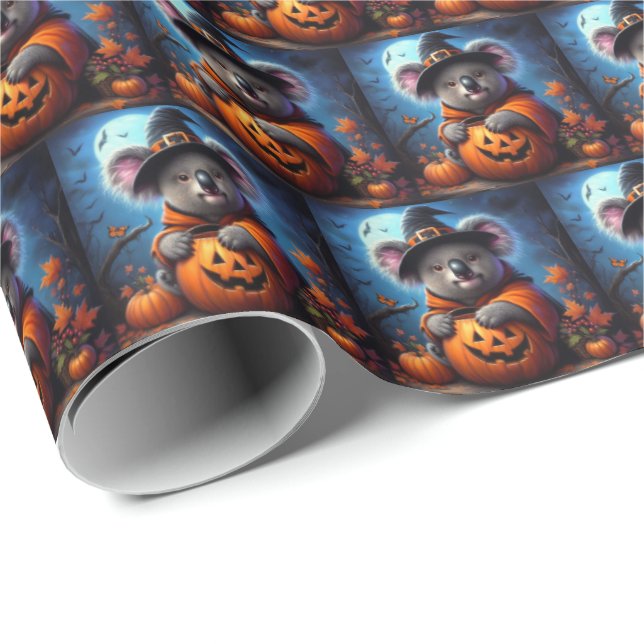 Papier Cadeau Costume Koala Halloween (Coin rond)