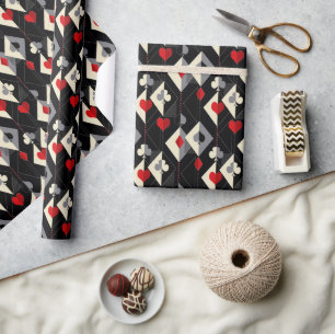 Papier Cadeau Costumes de jeu de cartes en poker.