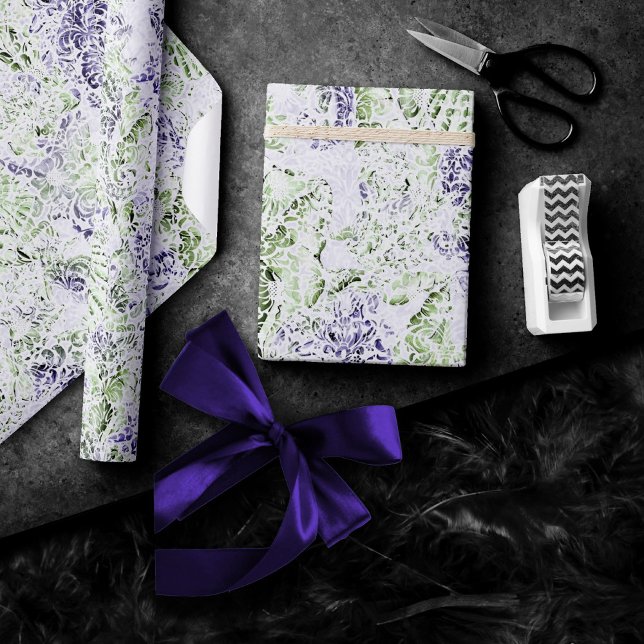 Papier Cadeau Côté Chic | Grunge Violet et Vert Citron (Créateur téléchargé)