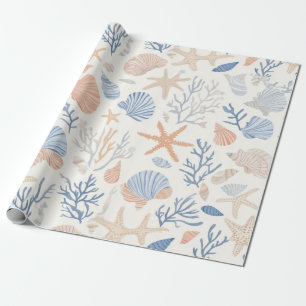 Papier Cadeau Côtière rustique - Coquillages, Starfish, Reef (34