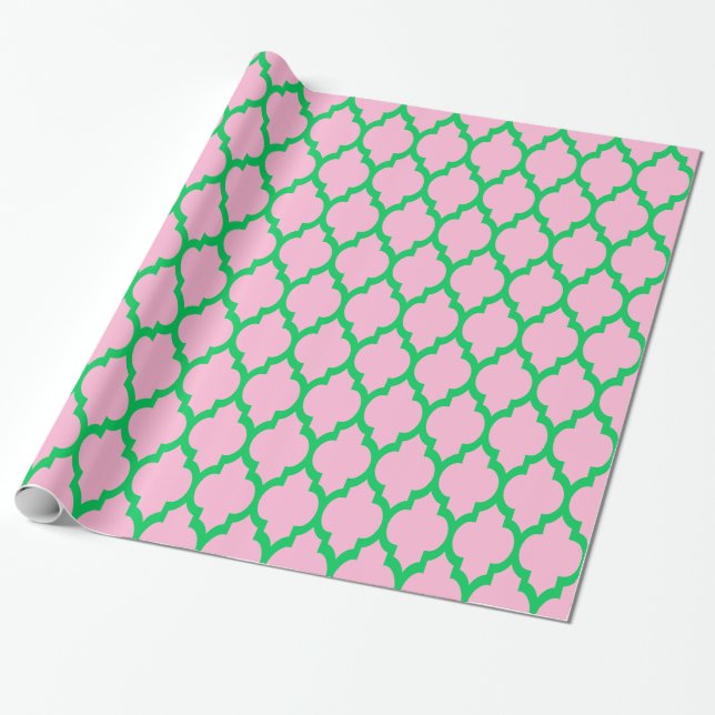 Papier Cadeau Coton Bonbon rose émeraude vert XL marocain #4 (Déroulé)