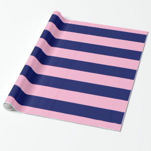 Papier Cadeau Coton Candy rose, Navy Blue XL Stripes Motif V