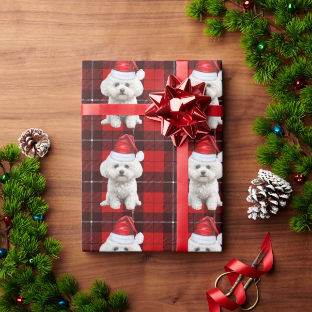 Papier Cadeau Coton de Tulear Chien Rouge Plaid Noël (Cadeau de vacances)