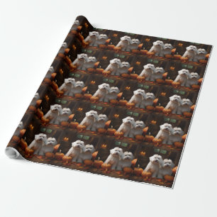 Papier Cadeau Coton De Tulear Chiot Automne Citrouille délice