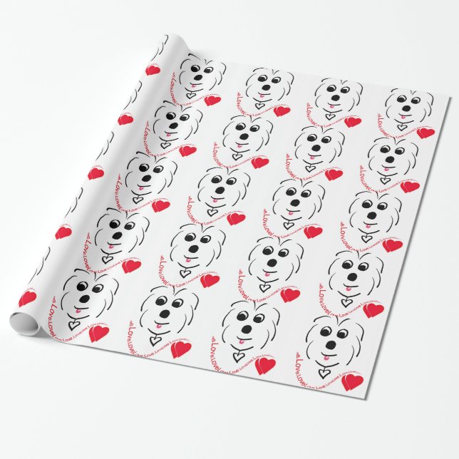 Papier Cadeau Coton de Tulear Love (Déroulé)