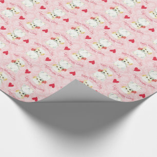 Papier Cadeau Coton de Tulear Rose de Valentine