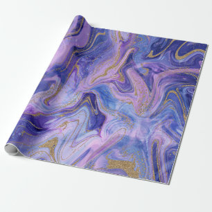 Papier Cadeau Coton Filé Ethéréel Marbré Aquarelle Fantastique