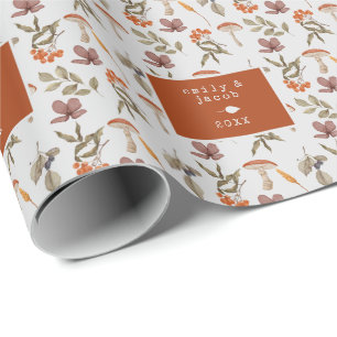 Papier Cadeau Cottagecore Champignons Botanique Fairycore Noël