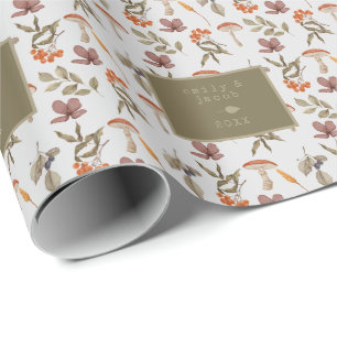 Papier Cadeau Cottagecore Champignons Botanique Woodsy Noël
