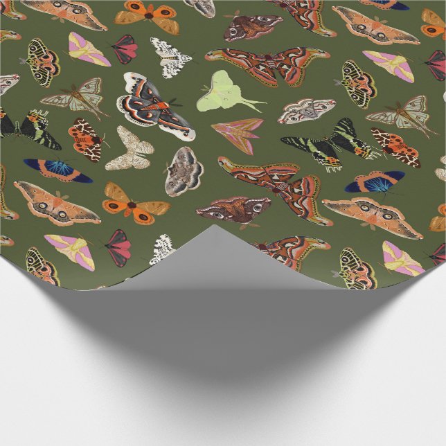 Papier Cadeau Cottagecore Moth Green (Coin)