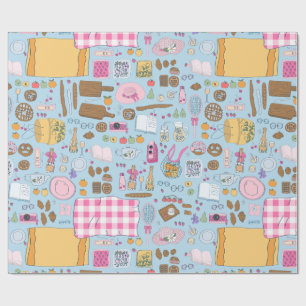 Papier Cadeau cottagecore pique-nique fraise teapot whimsal