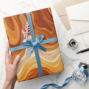 Papier Cadeau Coucher de soleil bohème orange flux abstrait moti