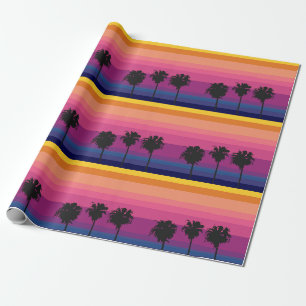 Papier Cadeau Coucher de soleil de l'océan coloré et animé avec