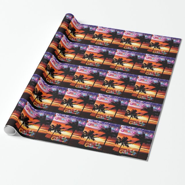 Papier Cadeau Coucher de soleil de Noël hawaïen (Déroulé)
