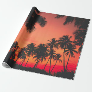 Papier Cadeau Coucher de soleil des palmiers tropicaux