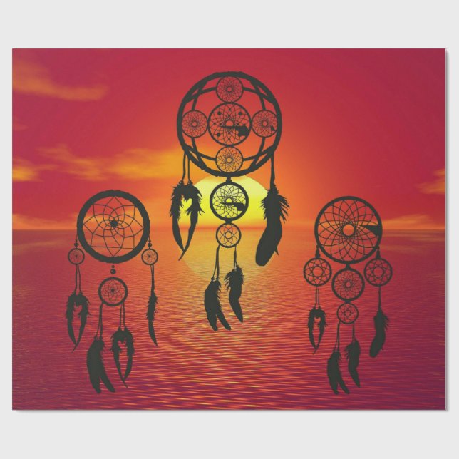 Papier Cadeau Coucher de soleil Dreamcatcher (Plat)