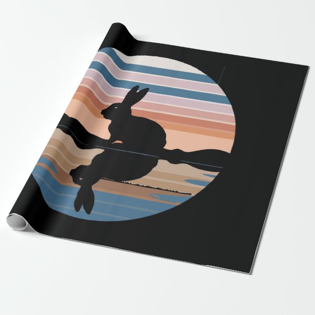 Papier Cadeau Coucher de soleil rétro de lapin (Déroulé)