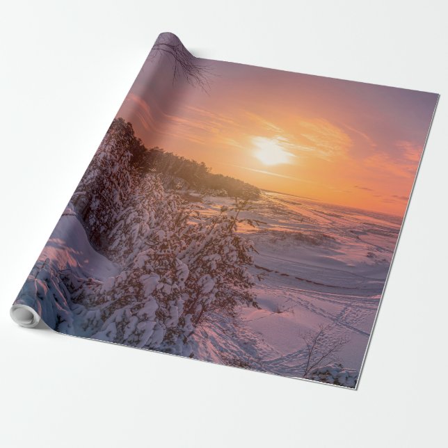 Papier Cadeau Coucher de soleil sur la côte de la mer des neiges (Déroulé)