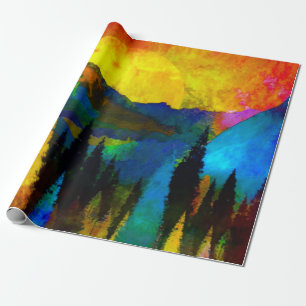 Papier Cadeau Coucher de soleil sur la montagne