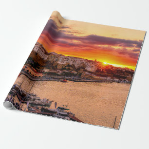 Papier Cadeau Coucher de soleil sur le port de Mahon - Minorque,