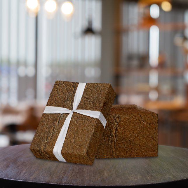 Papier Cadeau Coucher de soleil Tan Look en cuir (Créateur téléchargé)