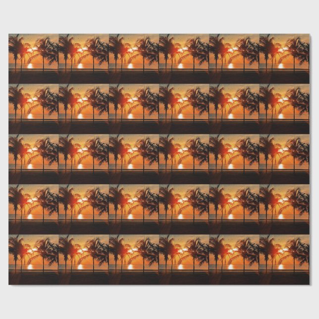 Papier Cadeau Coucher de soleil tropical (Plat)