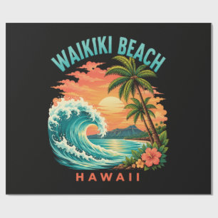 Papier Cadeau Coucher de soleil tropical à Waikiki Beach Hawaii