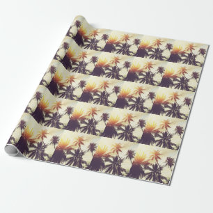 Papier Cadeau Coucher de soleil tropical : Palm Silhouette Vinta