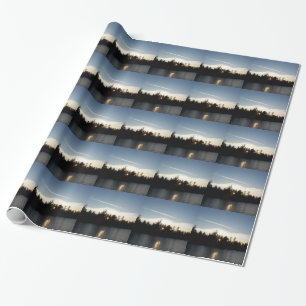 Papier Cadeau Coucher du soleil bleu frais
