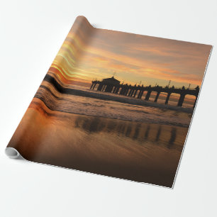 Papier Cadeau Coucher du soleil de plage de pilier