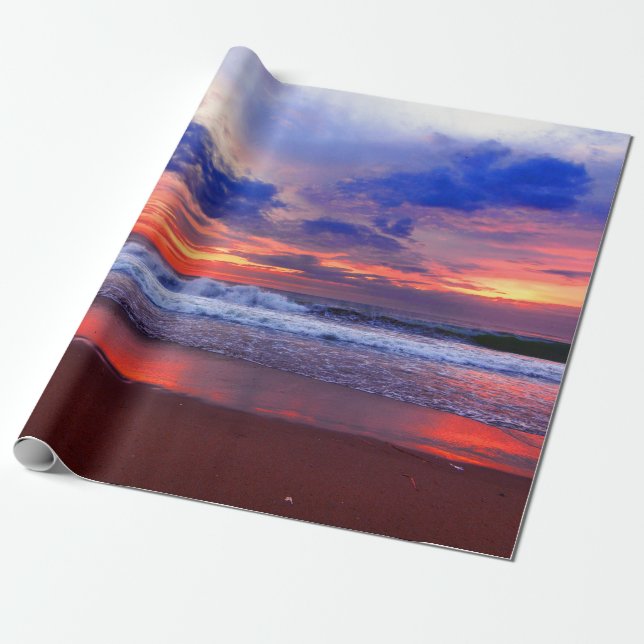 Papier Cadeau Coucher du soleil tropical d'océan (Déroulé)
