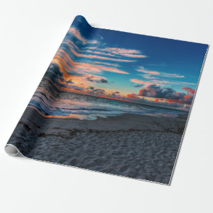 Papier Cadeau Coucher du soleil tropical d'océan de plage