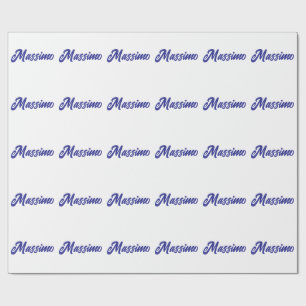 Papier Cadeau Couleur bleu profond Calligraphie moderne simple d