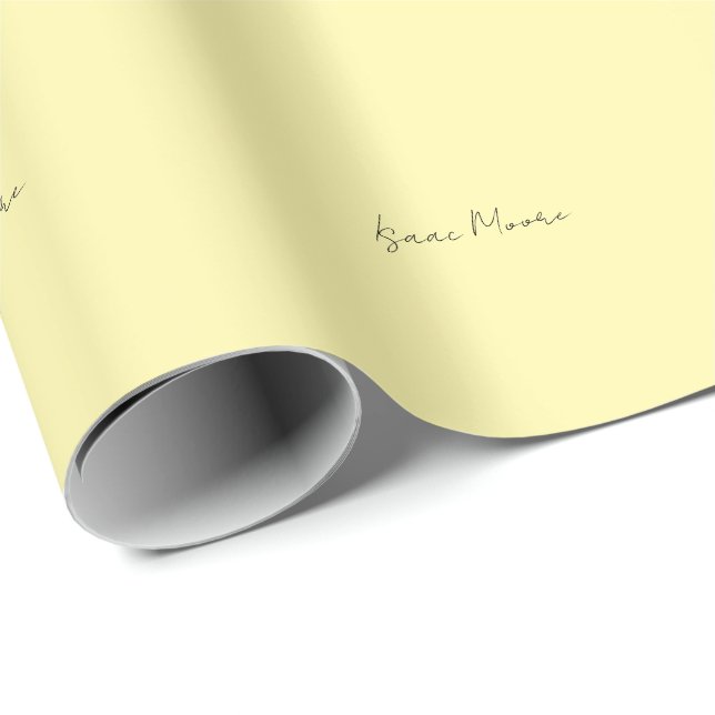 Papier Cadeau Couleur Crème Élégant Nom de Calligraphie Simple (Coin rond)