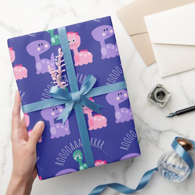Papier Cadeau Couleur de fête d'anniversaire de Dinosaur mignon (Cadeaux)