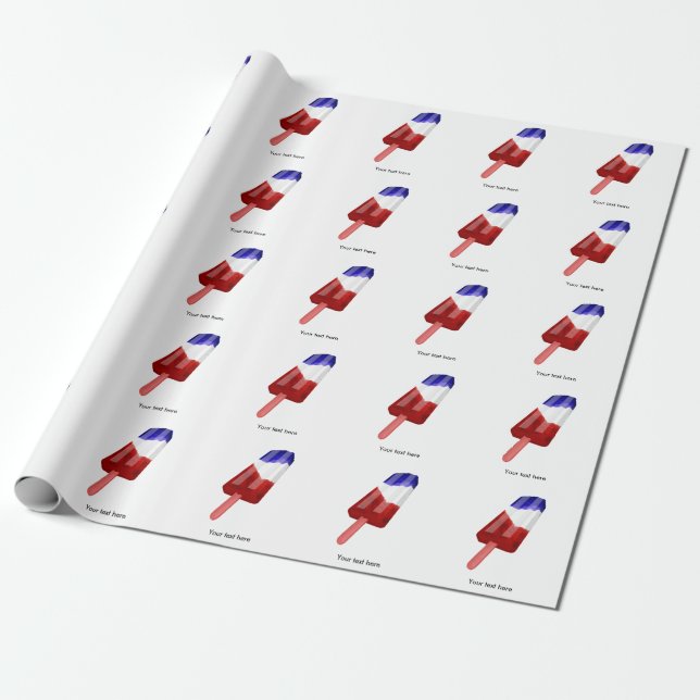 Papier Cadeau Couleur de l'eau Popsicle rouge blanc et bleu (Déroulé)