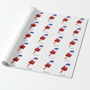 Papier Cadeau Couleur de l'eau Populaire rouge blanc et bleu