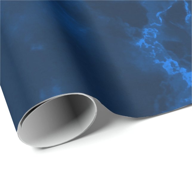Papier Cadeau Couleur de marbre bleu foncé (Coin rond)