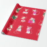 PAPIER CADEAU COULEUR D'EAU CHRISTMAS SOURIS BOUILLOIRE CADEAU<br><div class="desc">SOURIS DE NOËL</div>