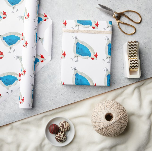 Papier Cadeau Couleur d'eau des poulets mignons (Artisanat)