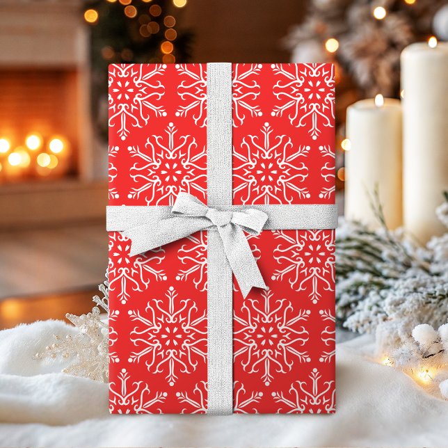 Papier Cadeau Couleur Editable Flèches rouges Noël (Color Editable Red Snowflakes Christmas Wrapping Paper)