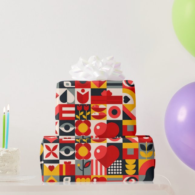 Papier Cadeau Couleur géométrique (Cadeaux de fête)