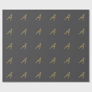 Papier Cadeau Couleur Or Gris Monogramme Professionnel