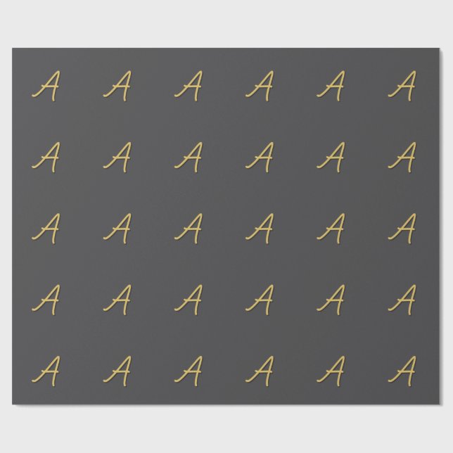Papier Cadeau Couleur Or Gris Monogramme Professionnel (Plat)